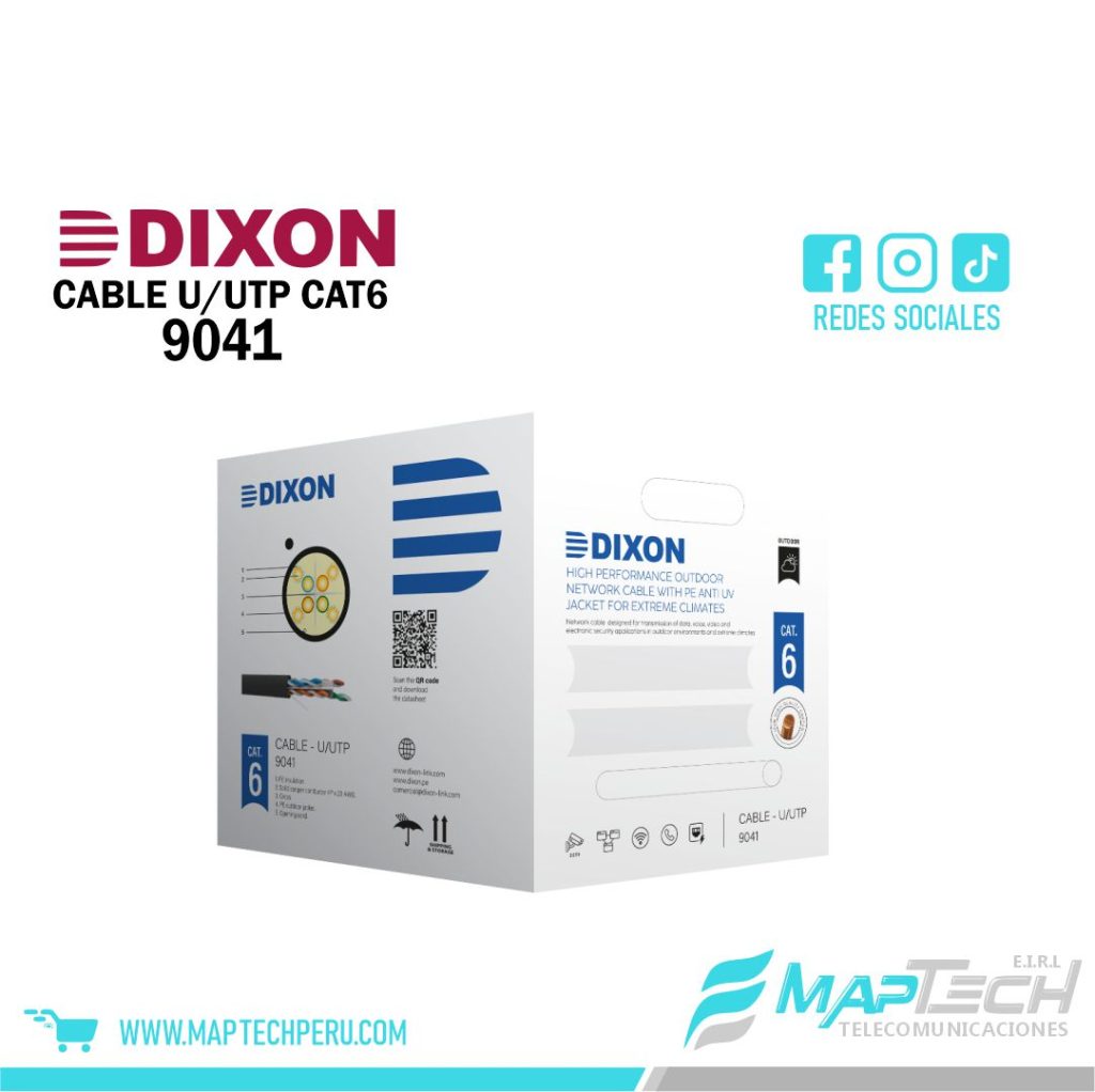 CABLE U/UTP CAT6 SOLIDO EXTERIOR NEGRO DIXON 9041
