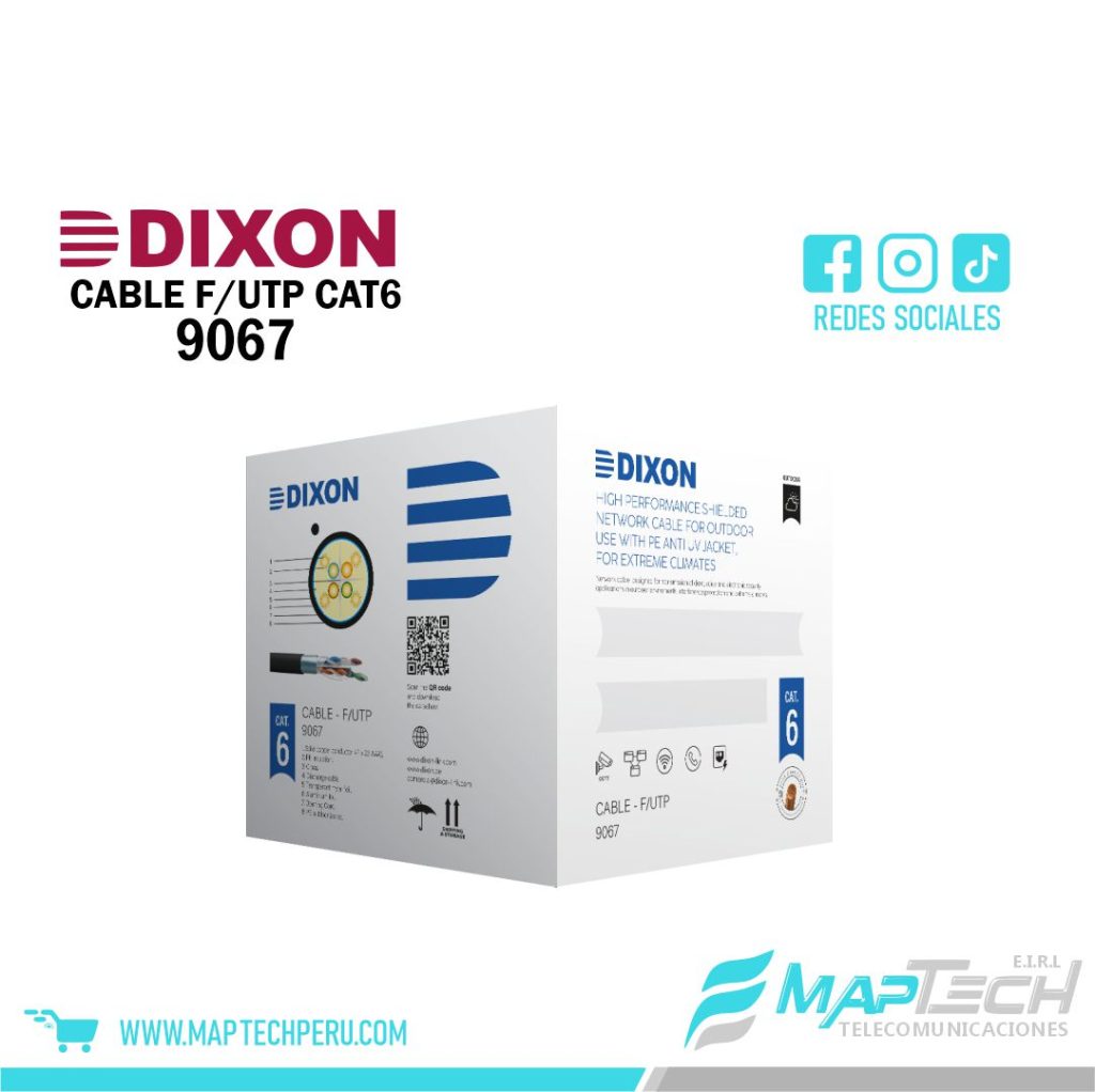 CABLE F/UTP CAT6 SOLIDO EXTERIOR NEGRO DIXON 9067