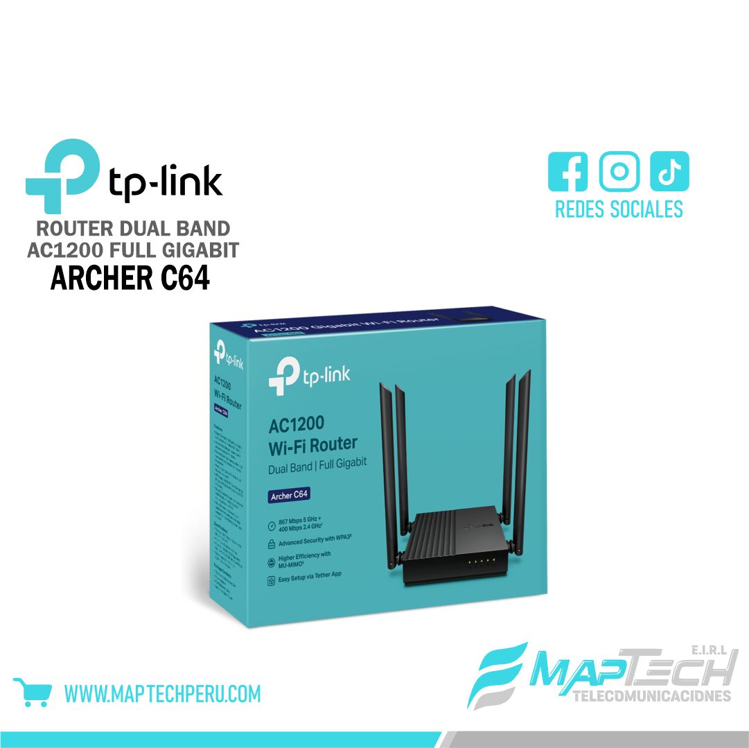 ROUTER TP-LINK ARCHER C64 AC1200 GIGABIT MU-MIMO