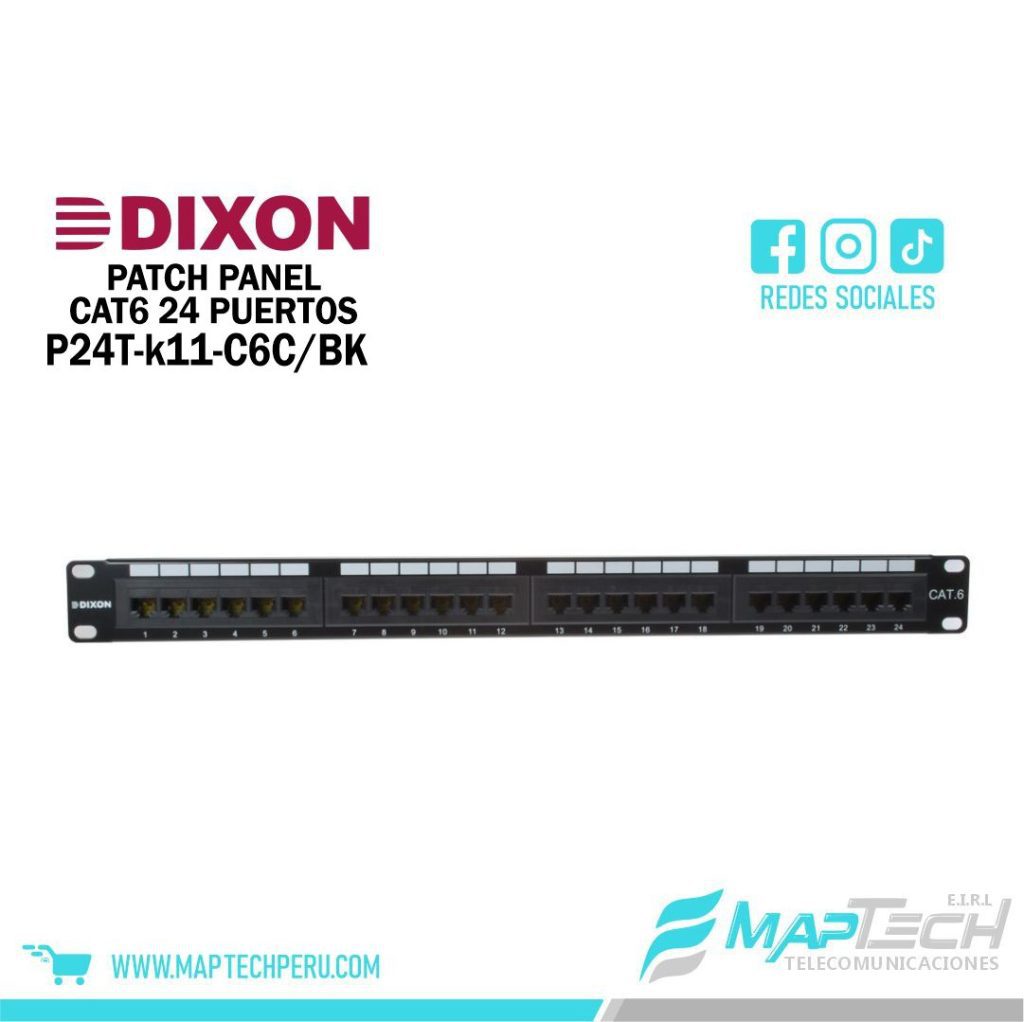 PATCH PANEL CAT6 24 PUERTOS CARGADO DIXON
