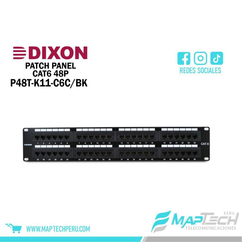 PATCH PANEL CAT6 48 PUERTOS CARGADO DIXON