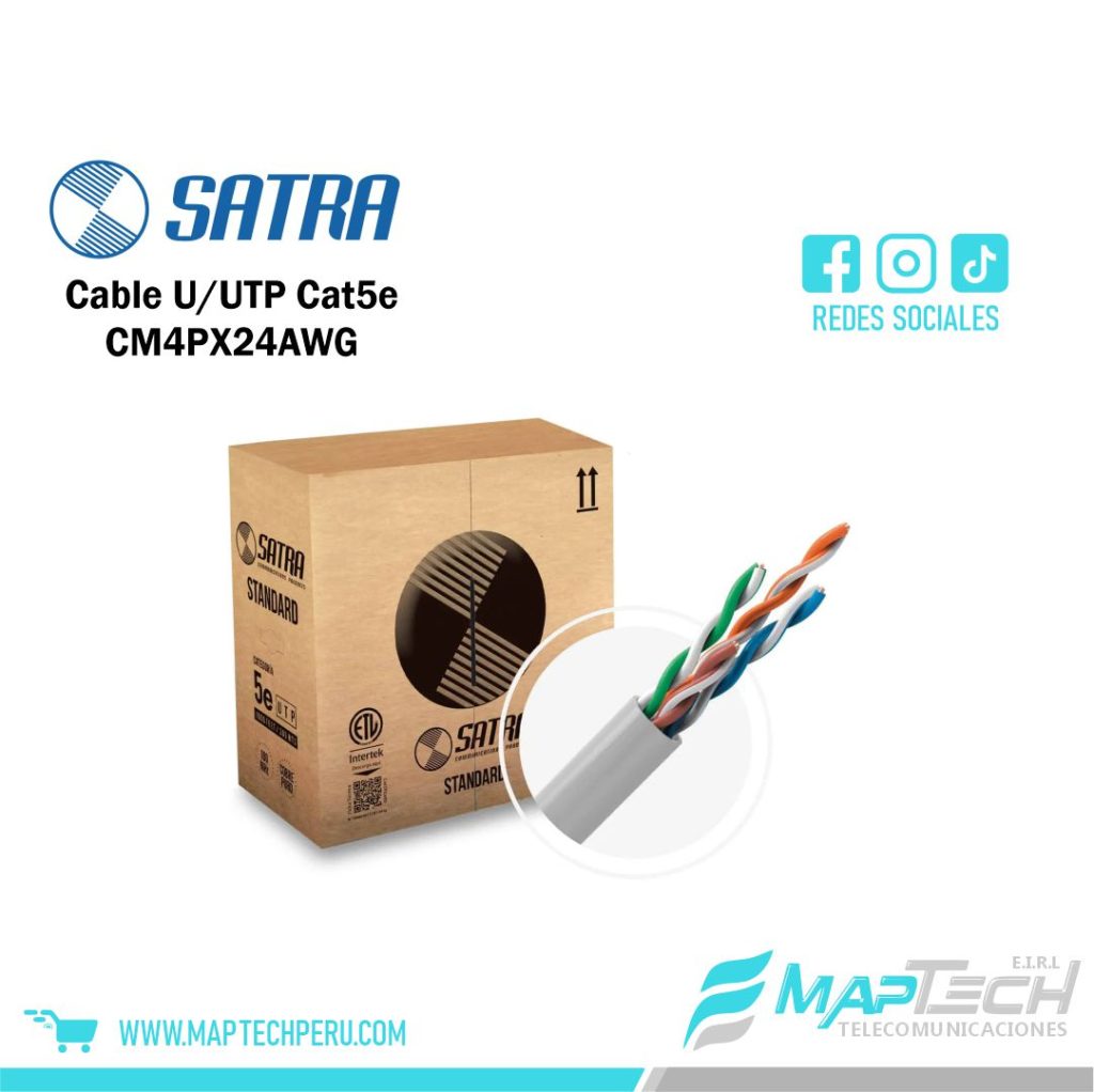 Cable U/UTP Solido Cat5e CM 4PX24AWG Satra