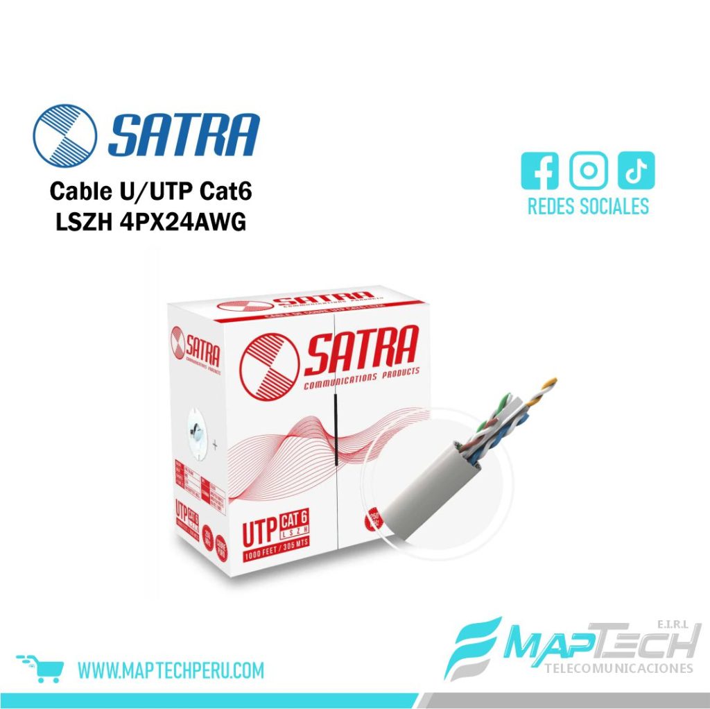 Cable U/UTP Cat6 LSZH 4PX24AWG Satra