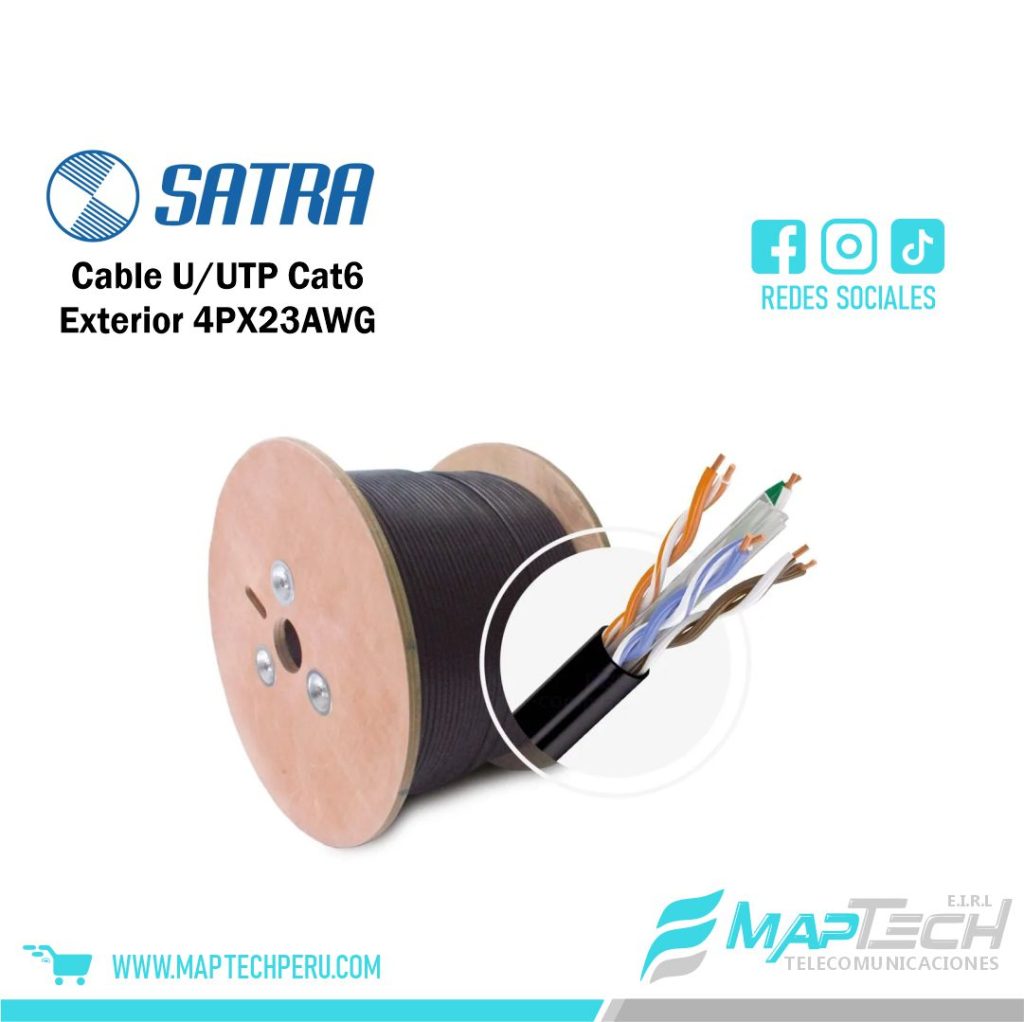 Cable U/UTP Cat6 Exterior 4PX23AWG Satra
