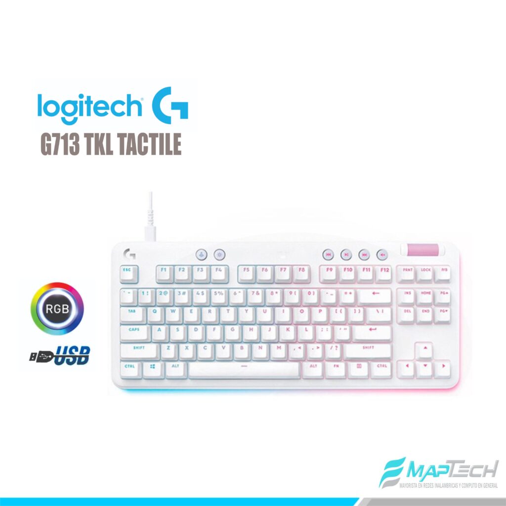 Teclado Gamer Logitech G713 TKL Mechanical Tactile GX Brow White