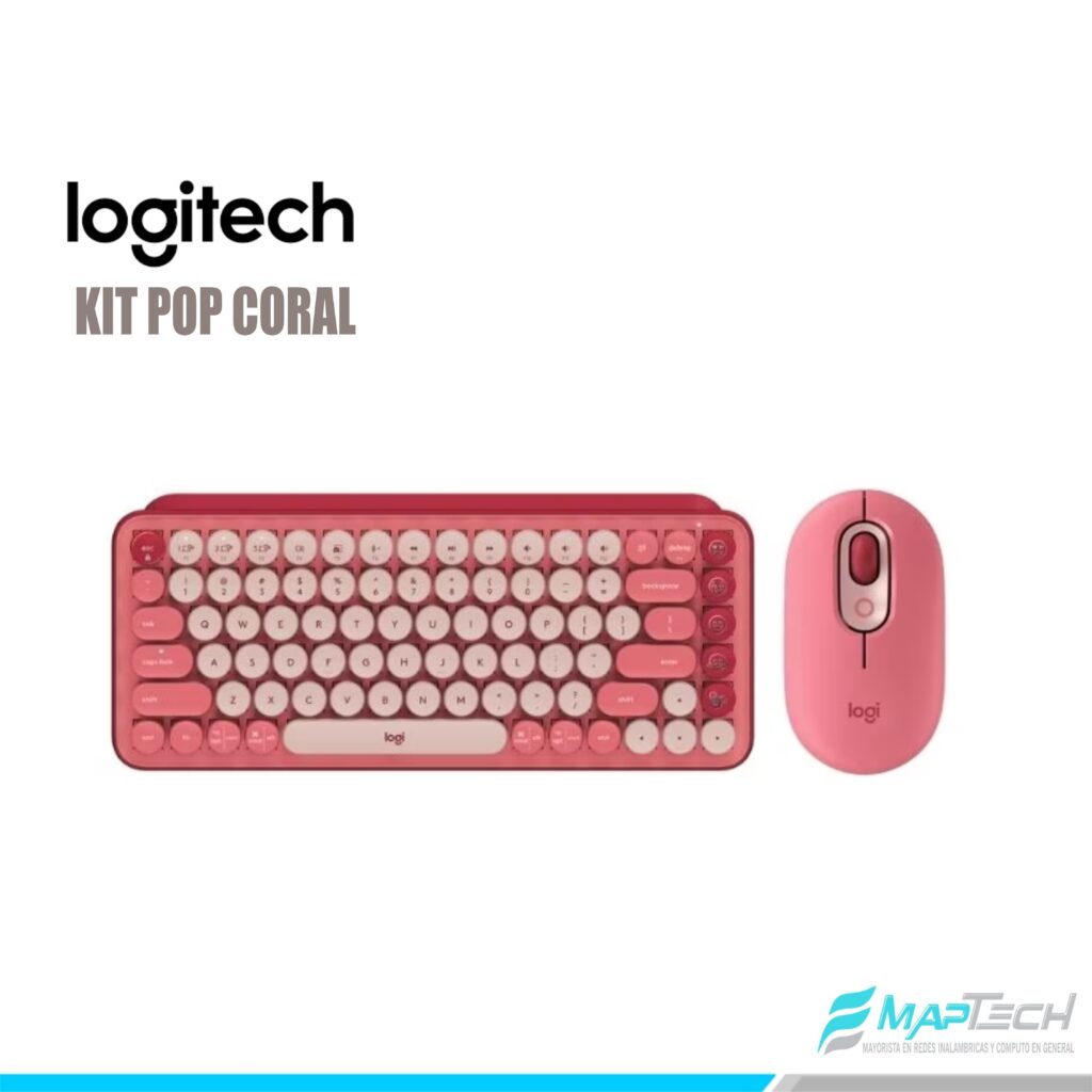 KIT TECLADO MOUSE INALAMBRICO BLUETOOTH POP CORAL