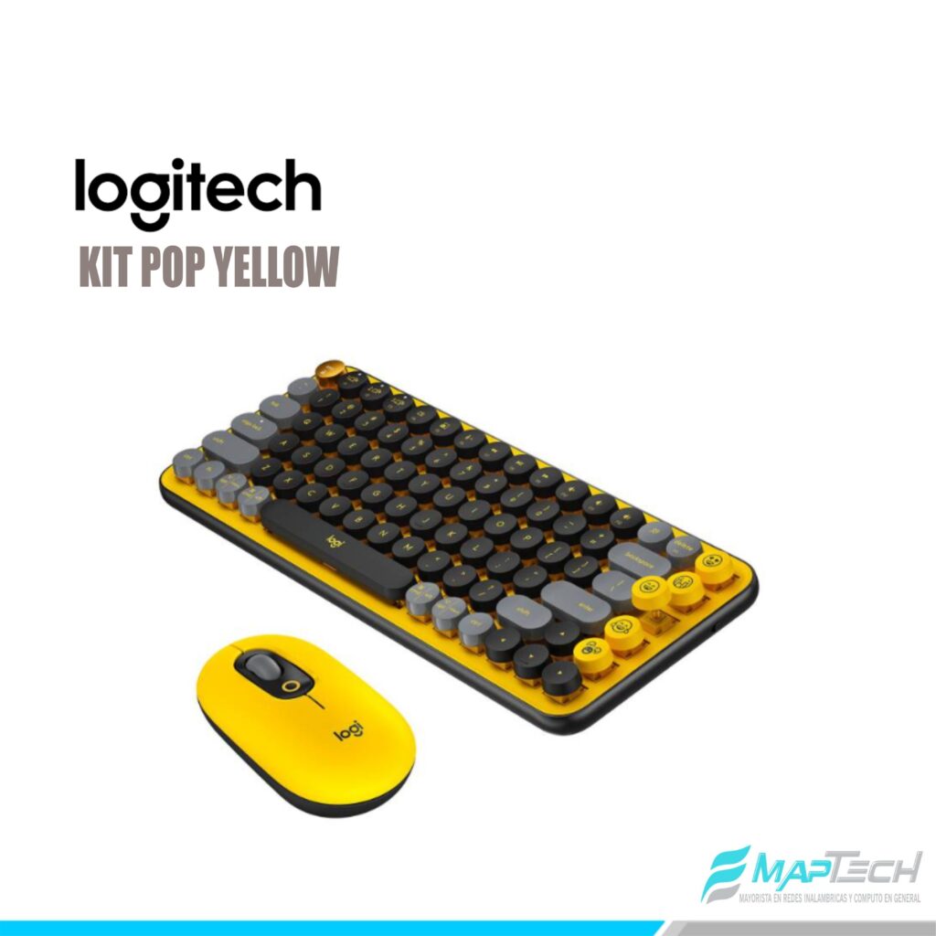 KIT TECLADO MOUSE INALAMBRICO BLUETOOTH POP BLACK YELLOW