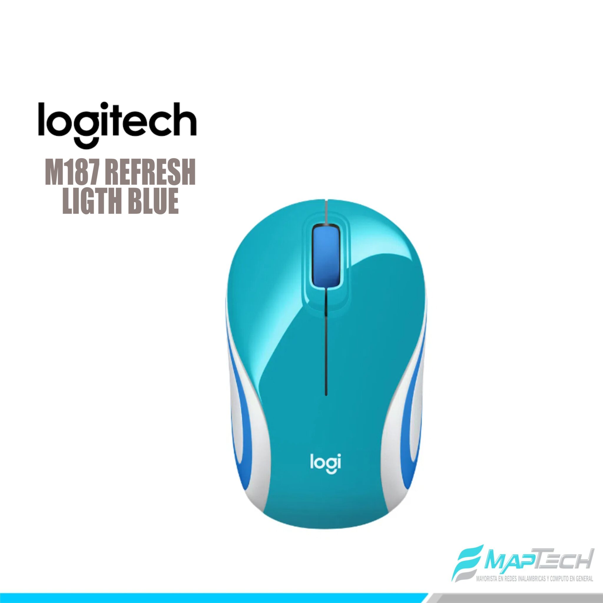M187 Computer Mouse MOUSE NB INALAMBRICO LOGITECH M187 REFRECH LIGTH BLUE - Maptech Perú
