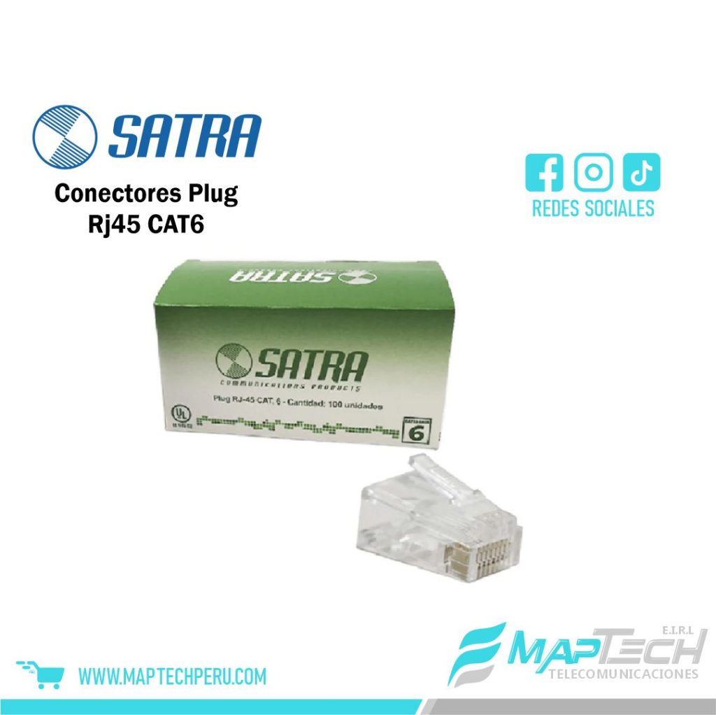 CONECTORES RJ45 CAT6 SATRA 100 UNIDADES