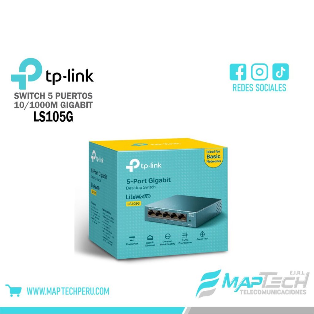 SWITCH 5 PUERTOS GIGABIT ACERO LS105G TP-LINK