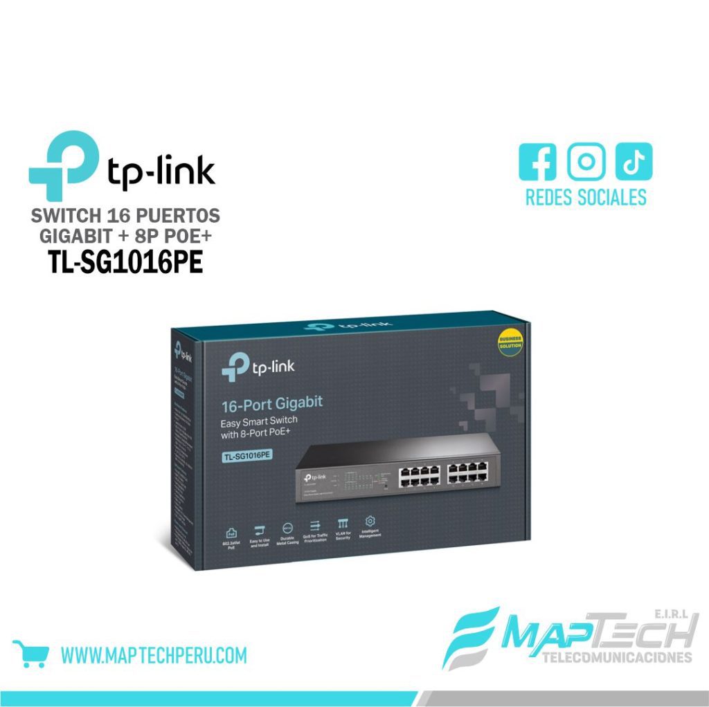 SWITCH 16 PUERTOS GIGABIT + 8 POE TL-SG1016PE TP-LINK