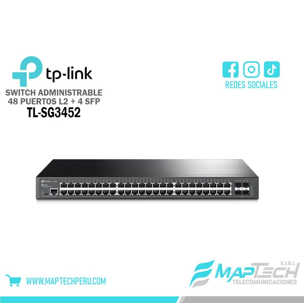 SWITCH ADMINISTRABLE L2 48 PUERTOS GIGABIT + 4SFP TL-SG3452 TP-LINK