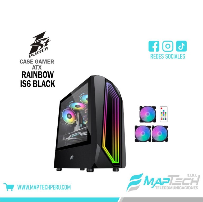 Pc Case Rabow Romaion CASE GAMER SIN FUENTE RAINBOW IS6 BLACK 1STPLAYER - Maptech Perú