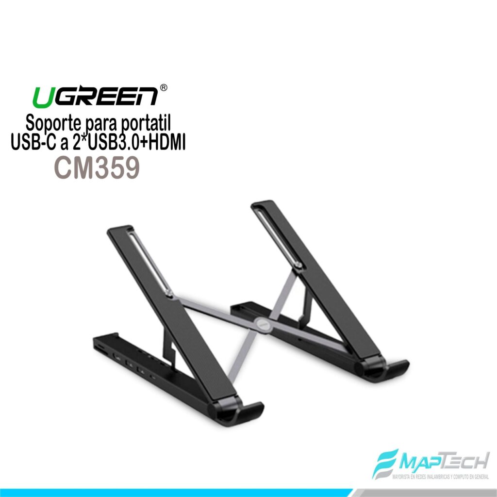 UGREEN Soporte para portatil USB-C a 2*USB3.0+HDMI+ Lector de Tarjetas SD+TF Docking Station
