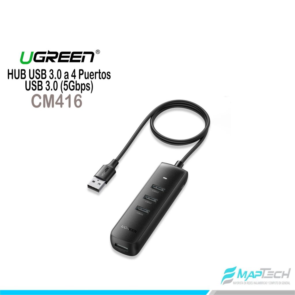 UGREEN HUB USB 3.0 a 4 Puertos USB 3.0 (5Gbps) / Cable de 1 Metro