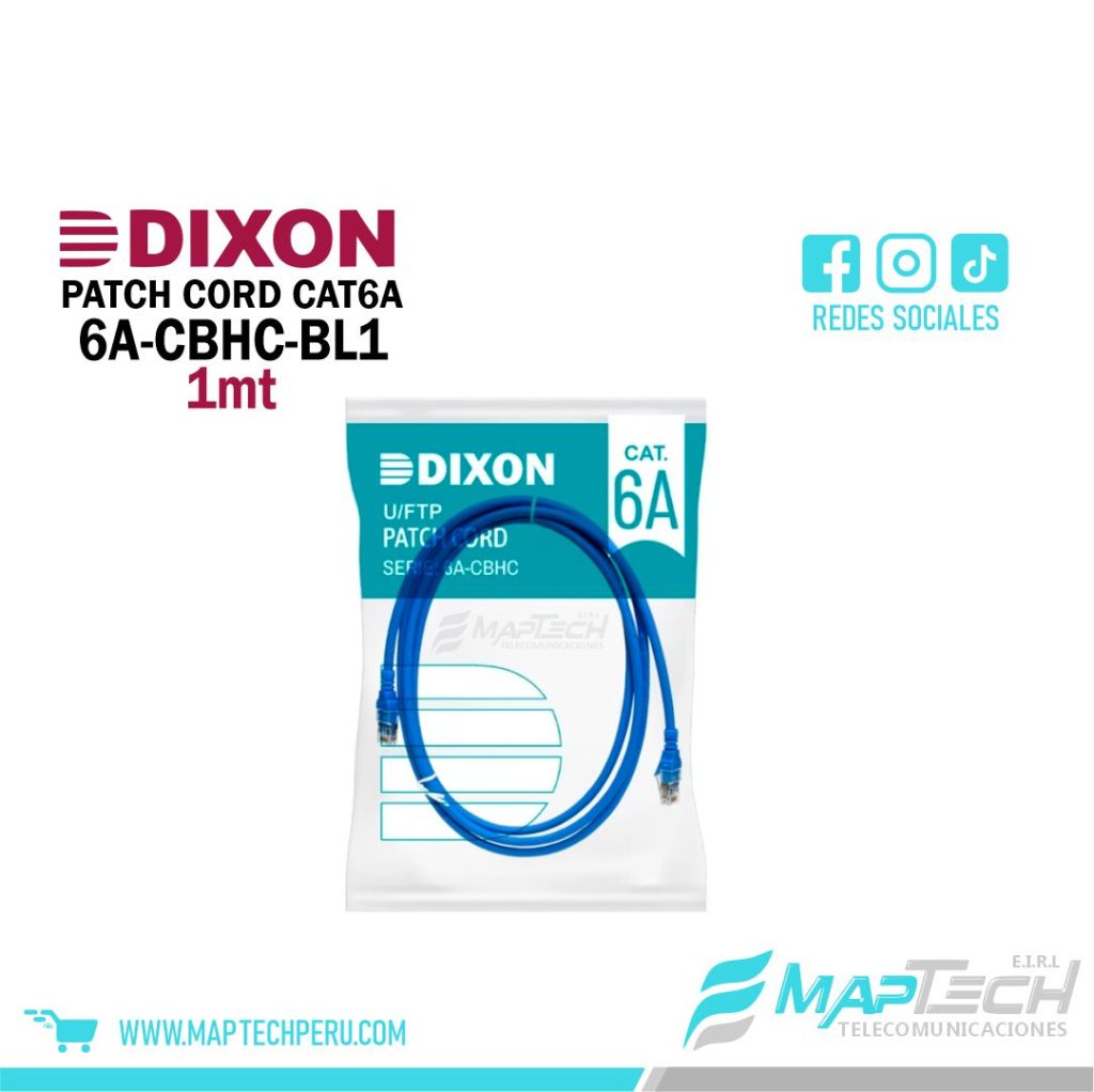 PATCH CORD DIXON CAT6A LSZH DE 1MT AZUL