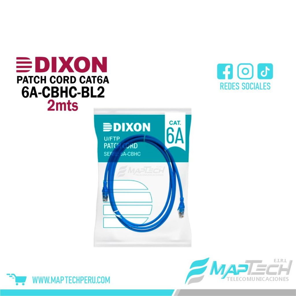 PATCH CORD DIXON CAT6A LSZH DE 2MTS AZUL