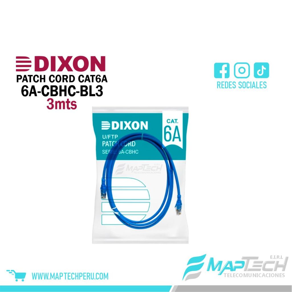 PATCH CORD DIXON CAT6A LSZH DE 3MTS AZUL