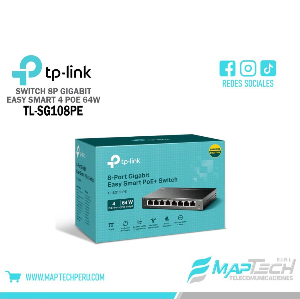 SWITCH 8 PUERTOS GIGABIT 4POE TL-SG108PE TP-LINK