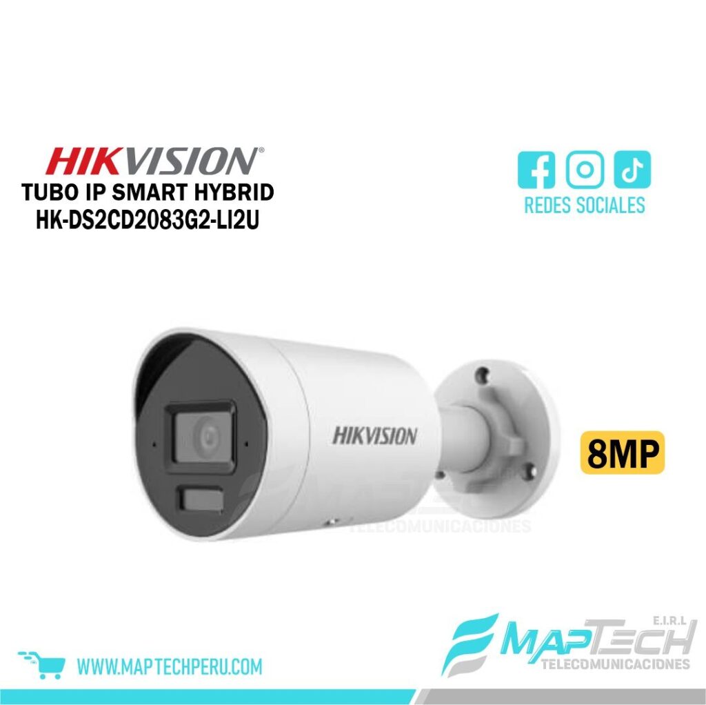 TUBO IP 8MP 4K ACUSENSE SMART HYBRID LIGHT CON IR AUDIO HIKVISION