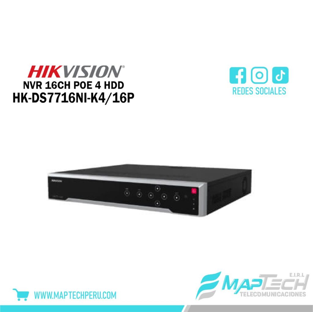NVR 16CH POE HASTA 4 HDD HIKVISION