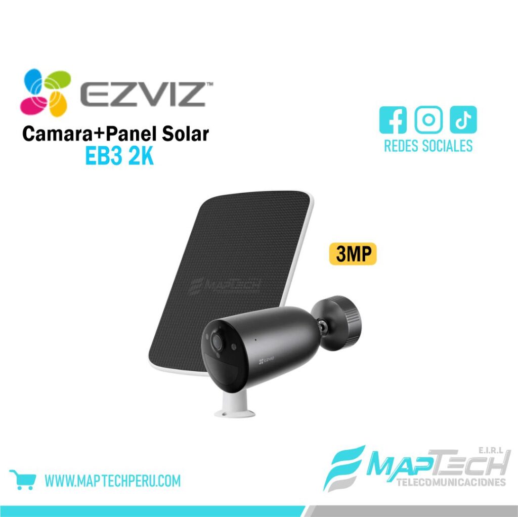 Camara Exterior EB3 2K WIFI 3MP con Panel Solar Ezviz
