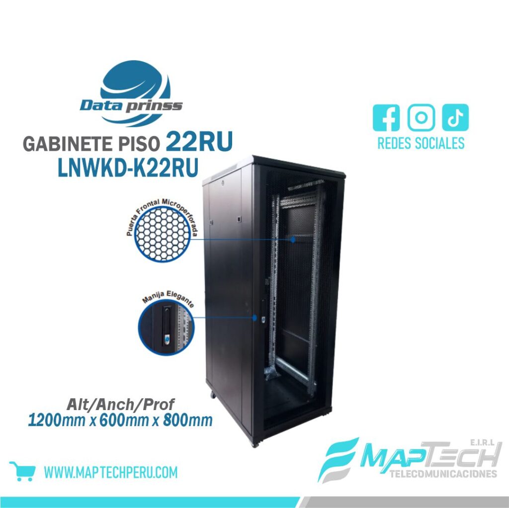 GABINETE DE PISO 22RU MICROPERFORADO 1200X600X800 DATA PRINSS