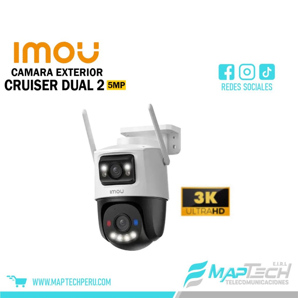 CAMARA CRUISER DUAL 2 10MP DOBLE LENTE 5MP FIXED LENS + 5MP IMOU