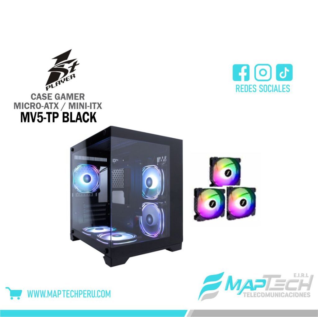 CASE GAMER SIN FUENTE MV5-TP BLACK + 3 COOLERS 1STPLAYER
