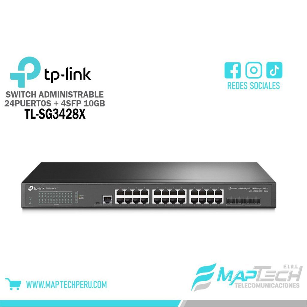 SWITCH ADMINISTRABLE 24 PUERTOS + 4SFP 10GB TL-SG3428X TP-LINK