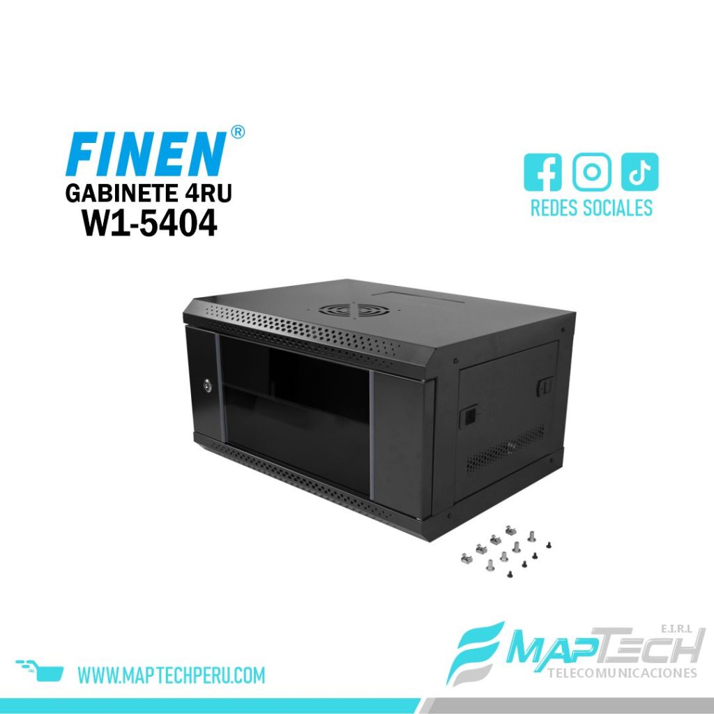 Gabinete de Pared 4RU 280 x 540 x 400mm c/puerta de vidrio FINEN