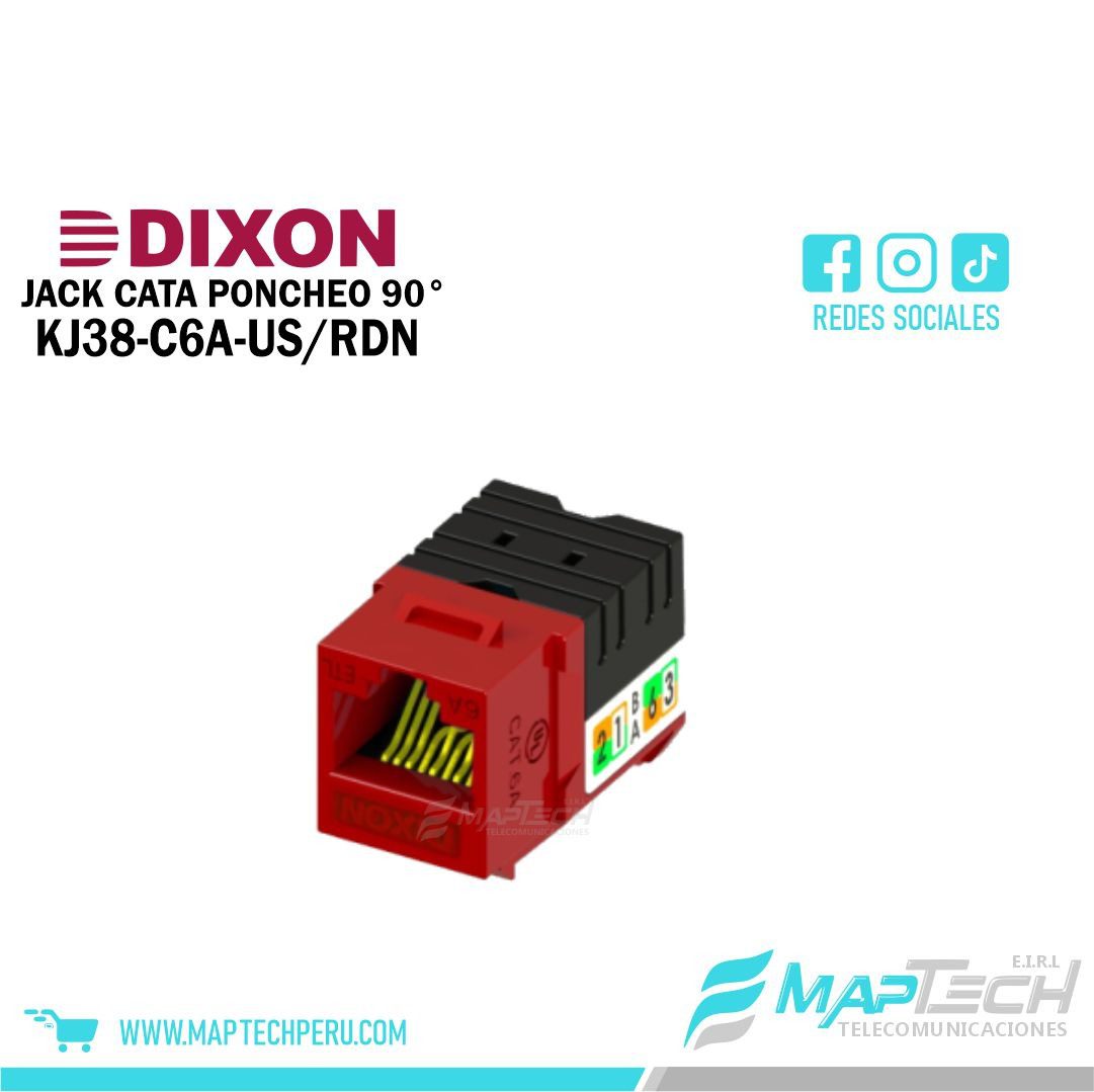 JACK DIXON RJ45 CAT6A PONCHEO ROJO 90°
