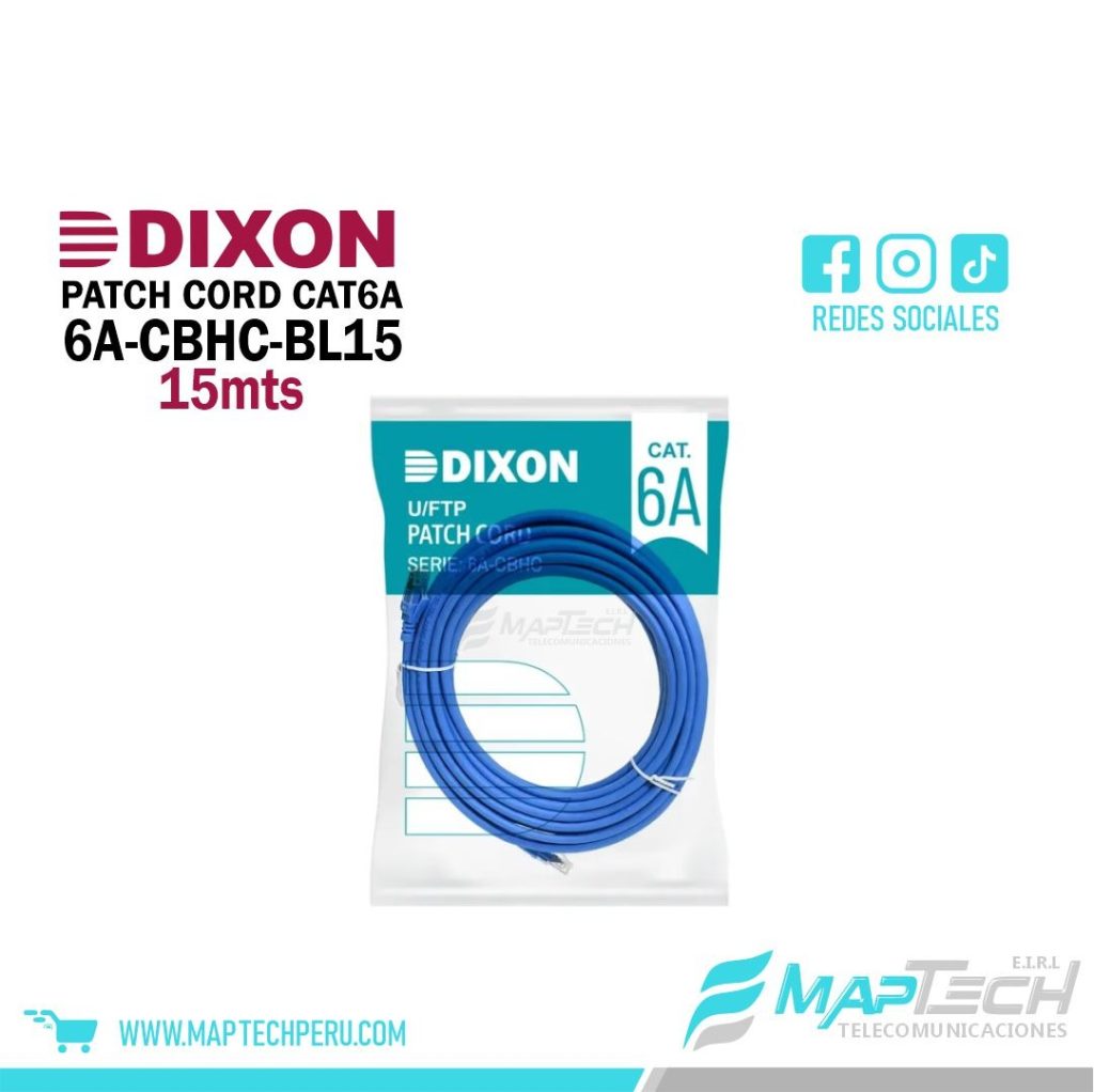 PATCH CORD DIXON CAT6A LSZH DE 15MTS AZUL