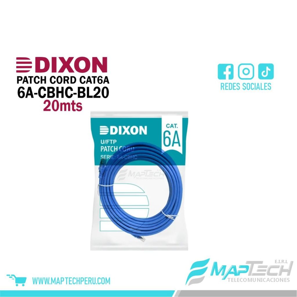 PATCH CORD DIXON CAT6A LSZH DE 20MTS AZUL