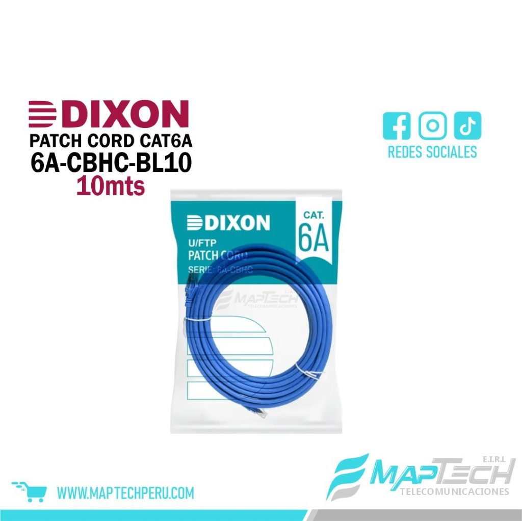 PATCH CORD DIXON CAT6A LSZH DE 10MTS AZUL