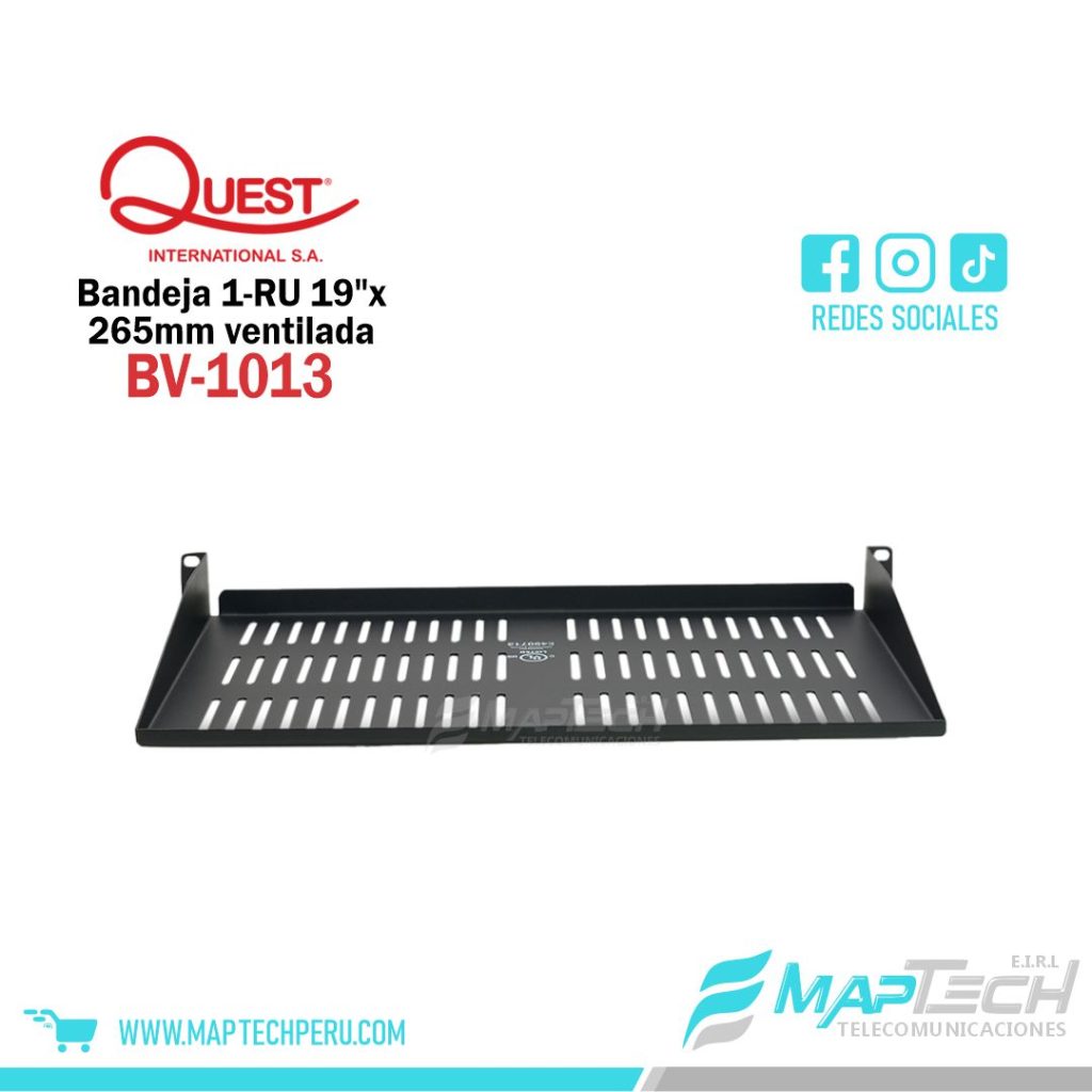 Bandeja 1-RU 19"x 265mm ventilada QUEST
