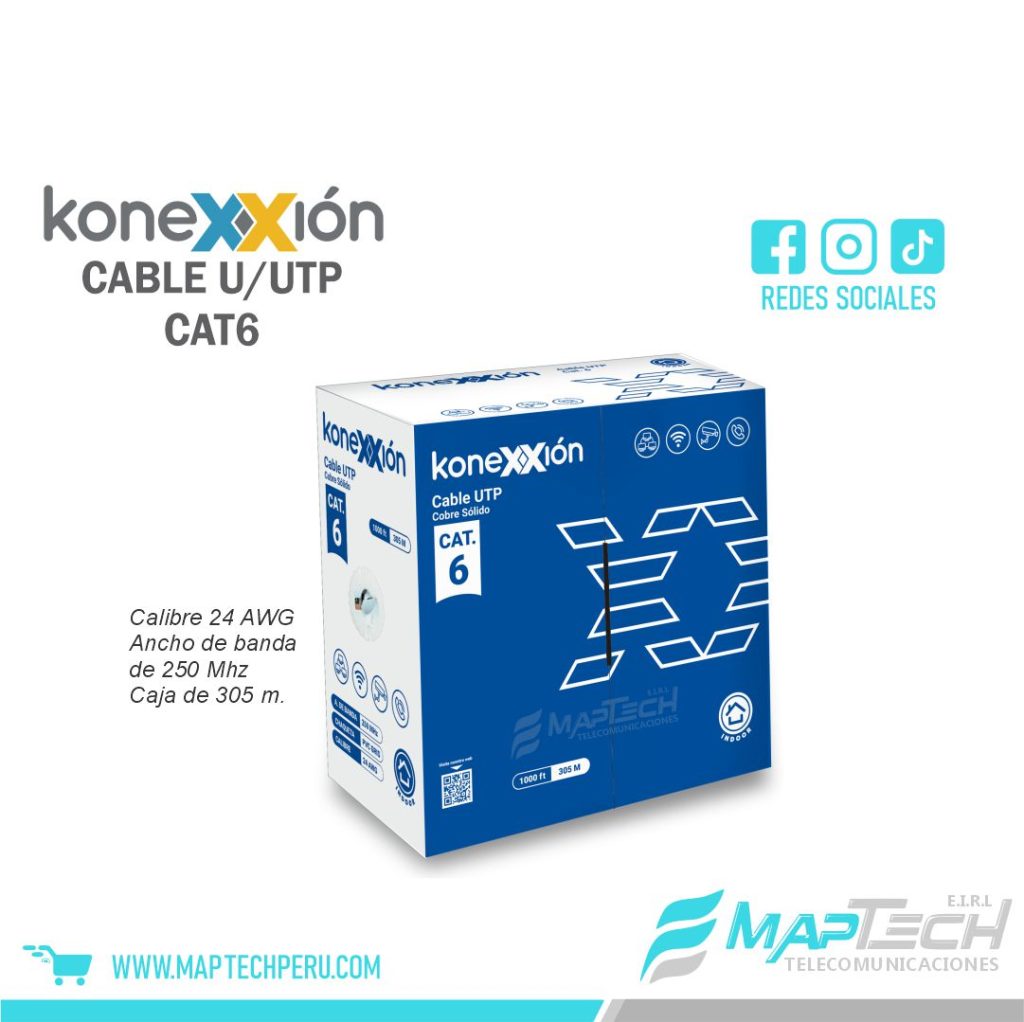 Cable de cobre sólido U/UTP Cat6 Konexxion