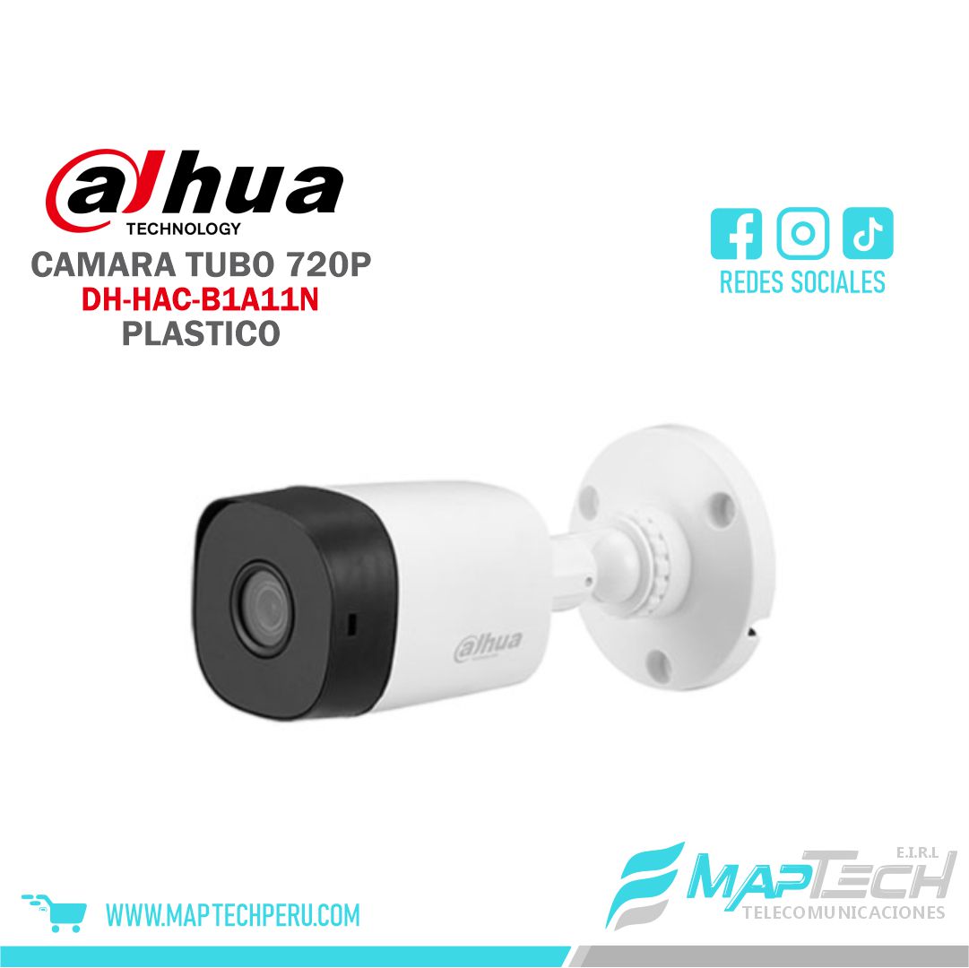 CAMARA TUBO 720P - 1MP, CARCASA DE PLASTICO IP67, DISTANCIA 20MTS DAHUA