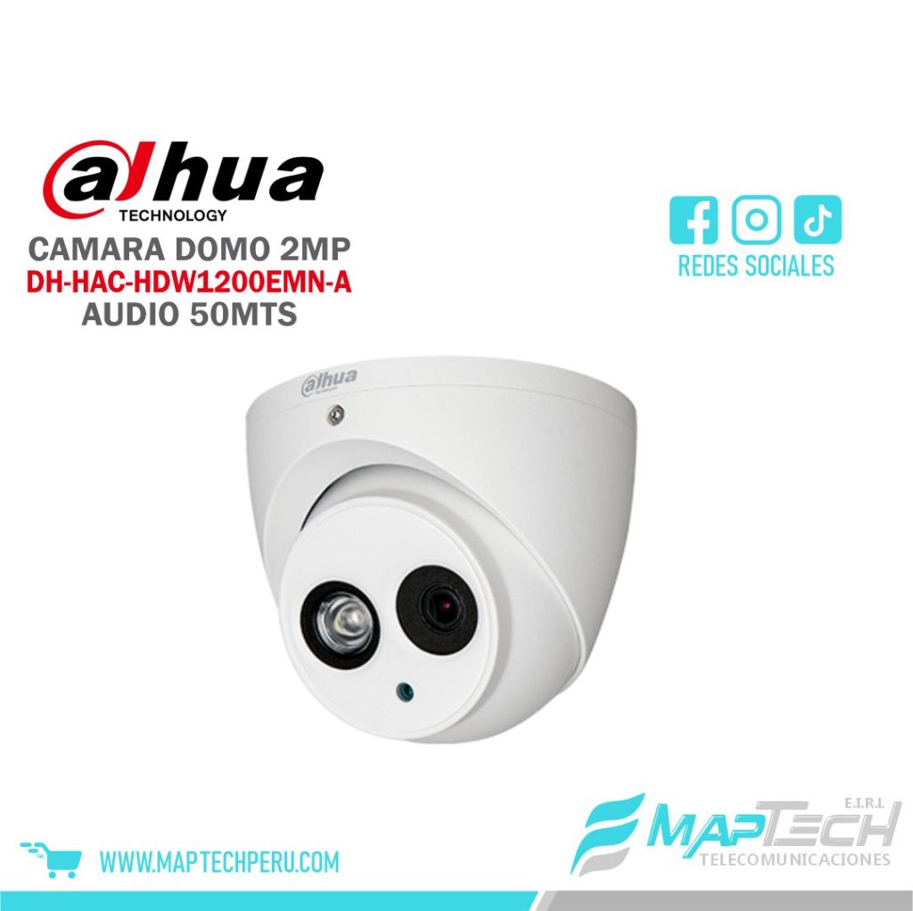 CAMARA ANALOGA DOMO EYEBALL 2MP, MICROFONO INCORPORADO, DISTANCIA 50 MTS,CARACASA DE METAL PROTECCION IP67 DAHUA