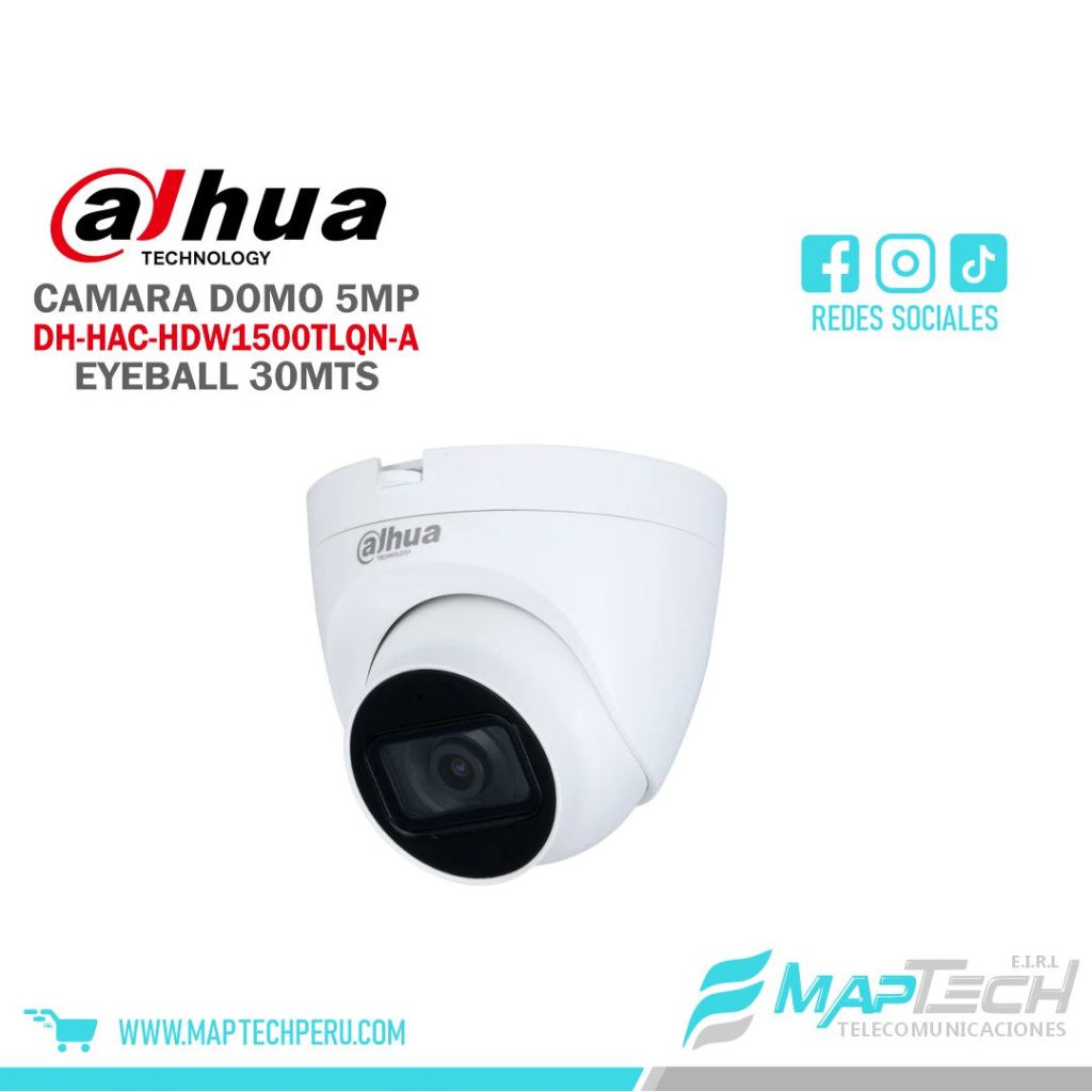 CAMARA ANALOGA DOMO EYEBALL 5MP, MICROFONO INCORPORADO, DISTANCIA 30 MTS, PROTECCION IP67 DAHUA