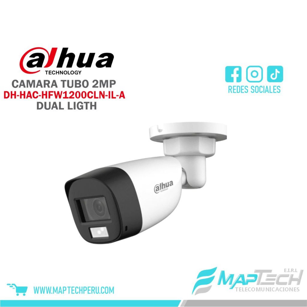 CAMARA ANALOGA TUBO 2MP, SMART DUAL LIGHT, DISTANCIA 20 MTS, MICROFONO INCORPORADO, PROTECCION IP67 DAHUA