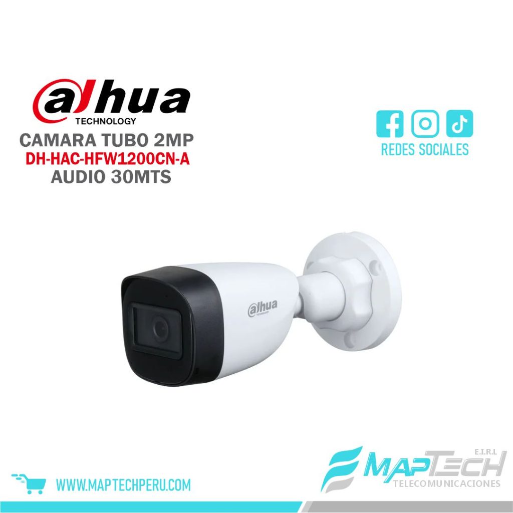 CAMARA ANALOGA TUBO 2MP, MICROFONO INCORPORADO, DISTANCIA 30 MTS, PROTECCION IP67 DAHUA