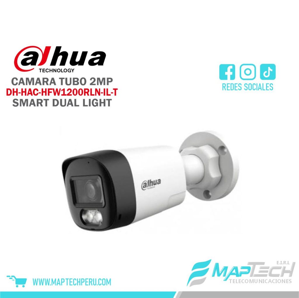 CAMARA TUBO 2MP, SMART DUAL LIGHT, CON AUDIO BIDIRECCIONAL, DISTANCIA 30 MTS, PROTECCION IP67 DAHUA