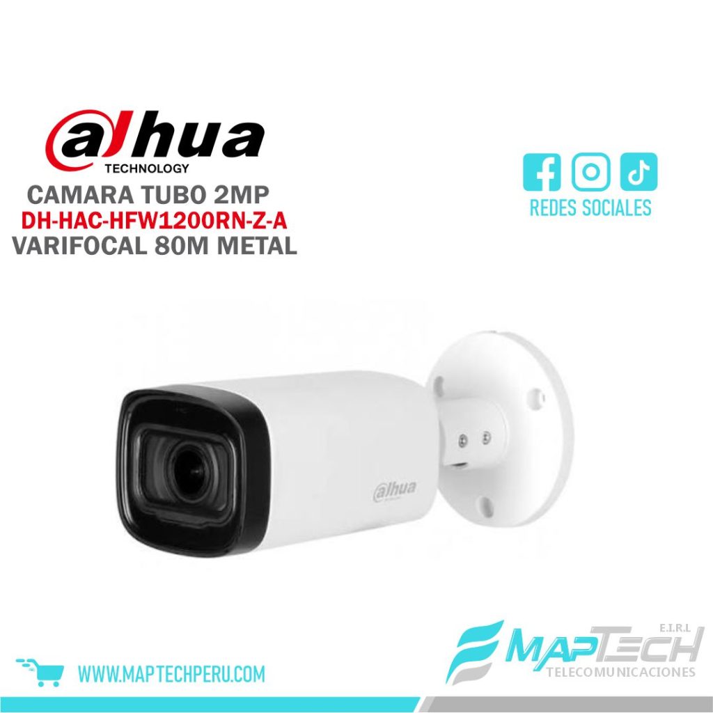 CAMARA TUBO 2MP, LENTE VARIFOCAL, MICROFONO INCORPORADO, DISTANCIA 80 MTS, CARCASA DE METAL PROTECCION IP67 DAHUA