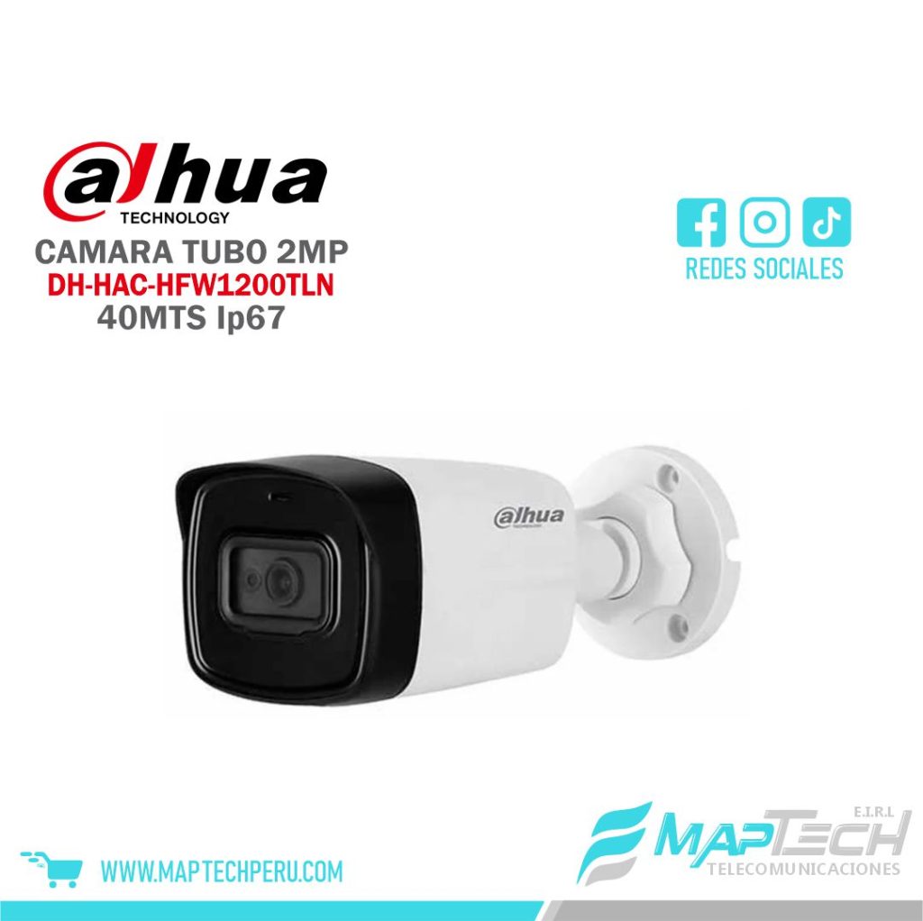 CAMARA TUBO 2MP, DISTANCIA 40 MTS, PROTECCION IP67 DAHUA