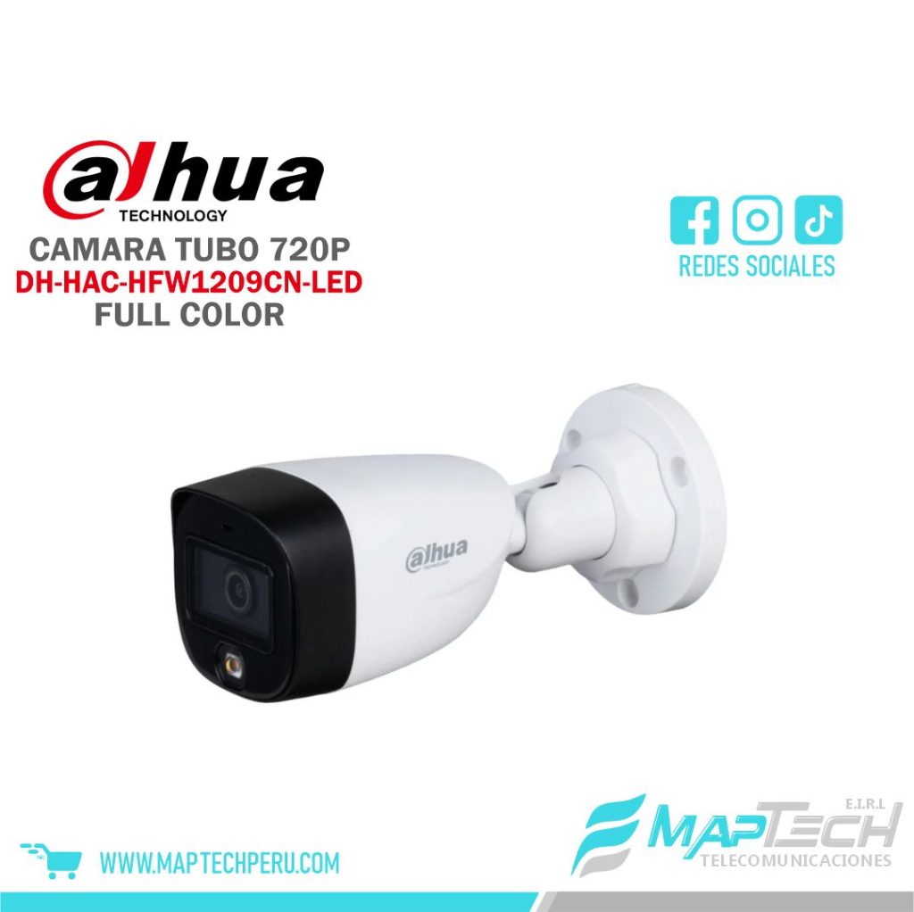 CAMARA TUBO FULL COLOR 2MP 20 MTS PROTECCION IP67 STARLIGHT DAHUA