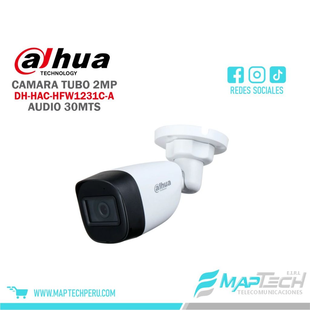 CAMARA TUBO 2MP, MICROFONO INCORPORADO, DISTANCIA 30MTS DAHUA
