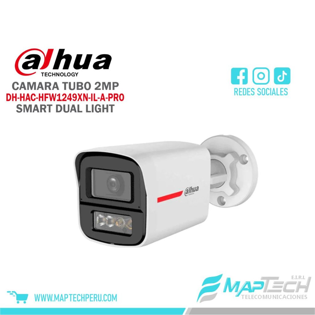 CAMARA ANALOGA TUBO 2MP, WIZCOLOR, SMART DUAL LIGHT, MICROFONO INCORPORADO DUAL, PROTECCION IP67 DAHUA