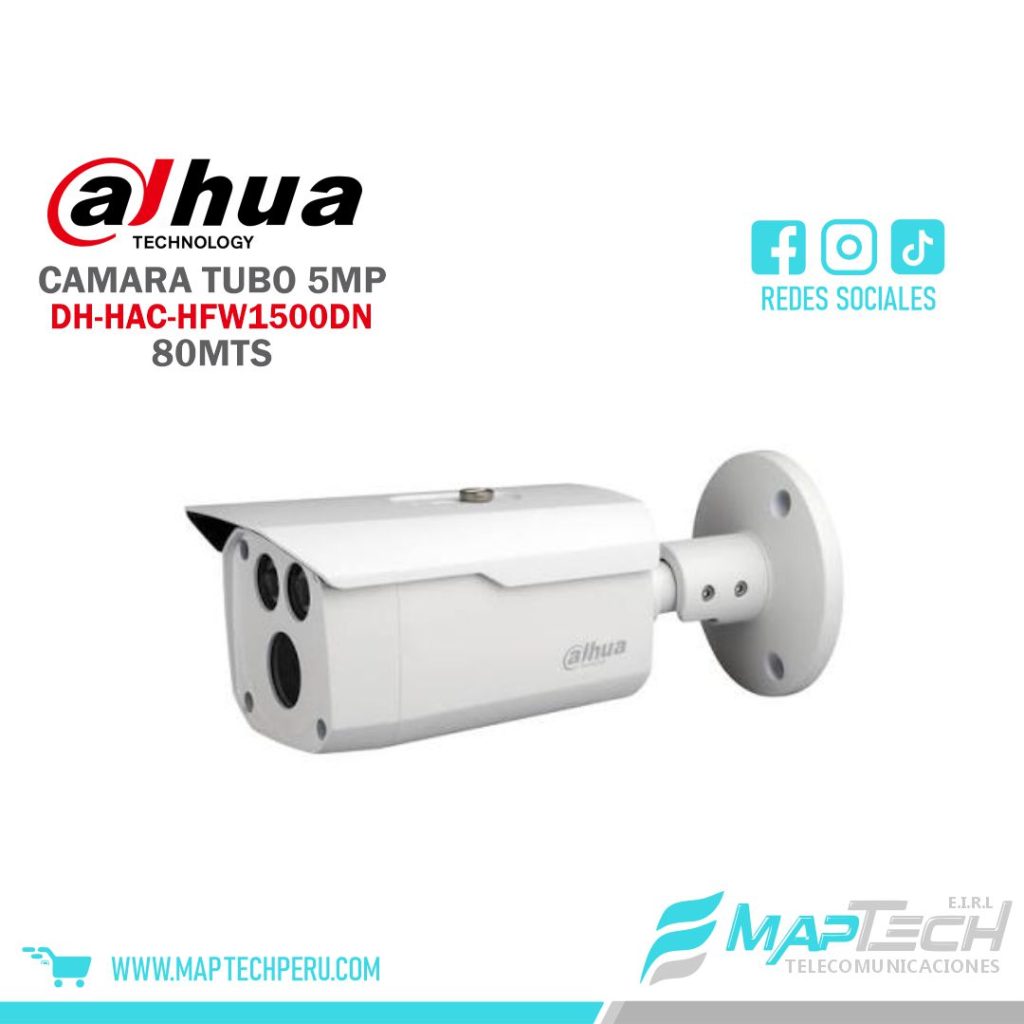 CAMARA TUBO 5MP, DISTANCIA 80 MTS, PROTECCION IP67 DAHUA