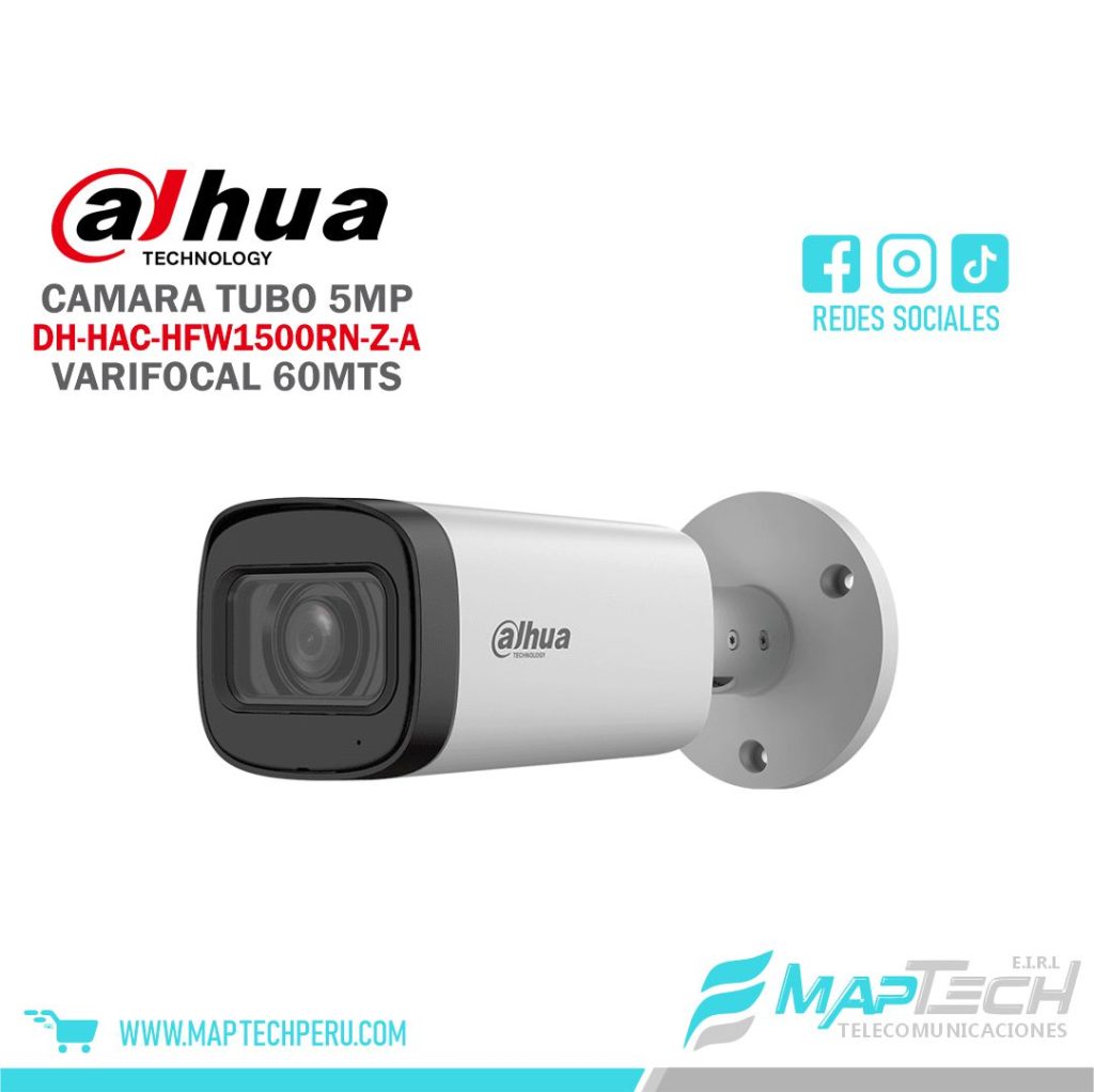 CAMARA ANALOGA TUBO 5MP, LENTE VARIFOCAL MOTORIZADA, MICROFONO INCORPORADA , DISTANCIA 60 MTS, PROTECCION IP67 DAHUA